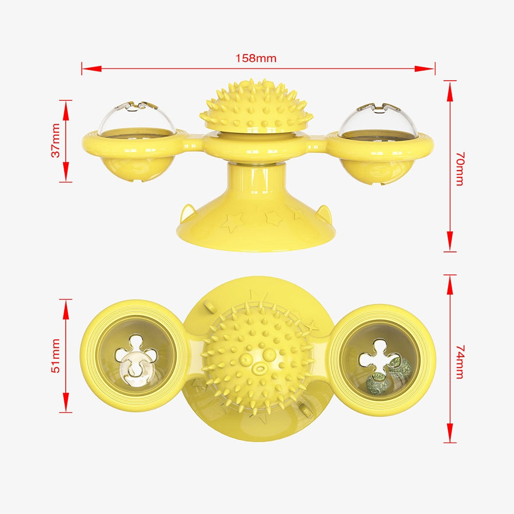 Cat Rotating Windmill Toy with Teether & Scratch Relief