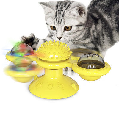 Cat Rotating Windmill Toy with Teether & Scratch Relief