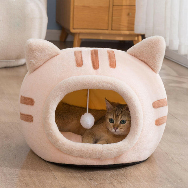 Cozy Cat Cave Bed with Removable Cushion Floor Hover Image