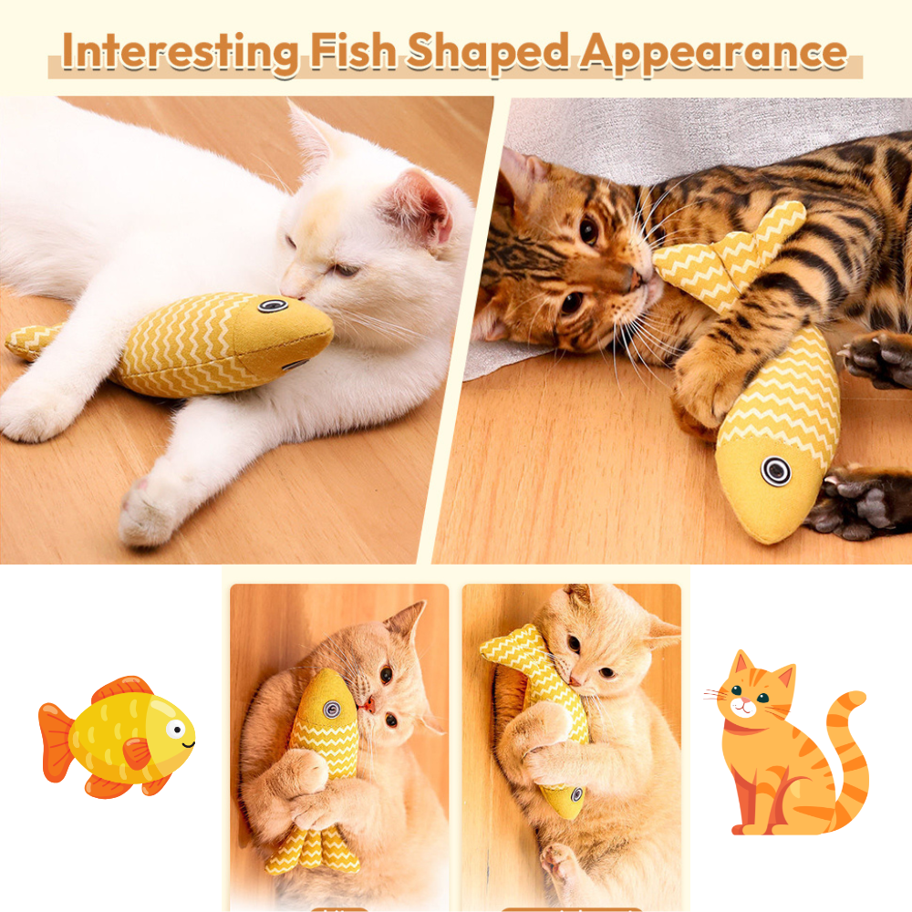 Catnip Toys for Indoor Cats – 3 Fish Kicker Set