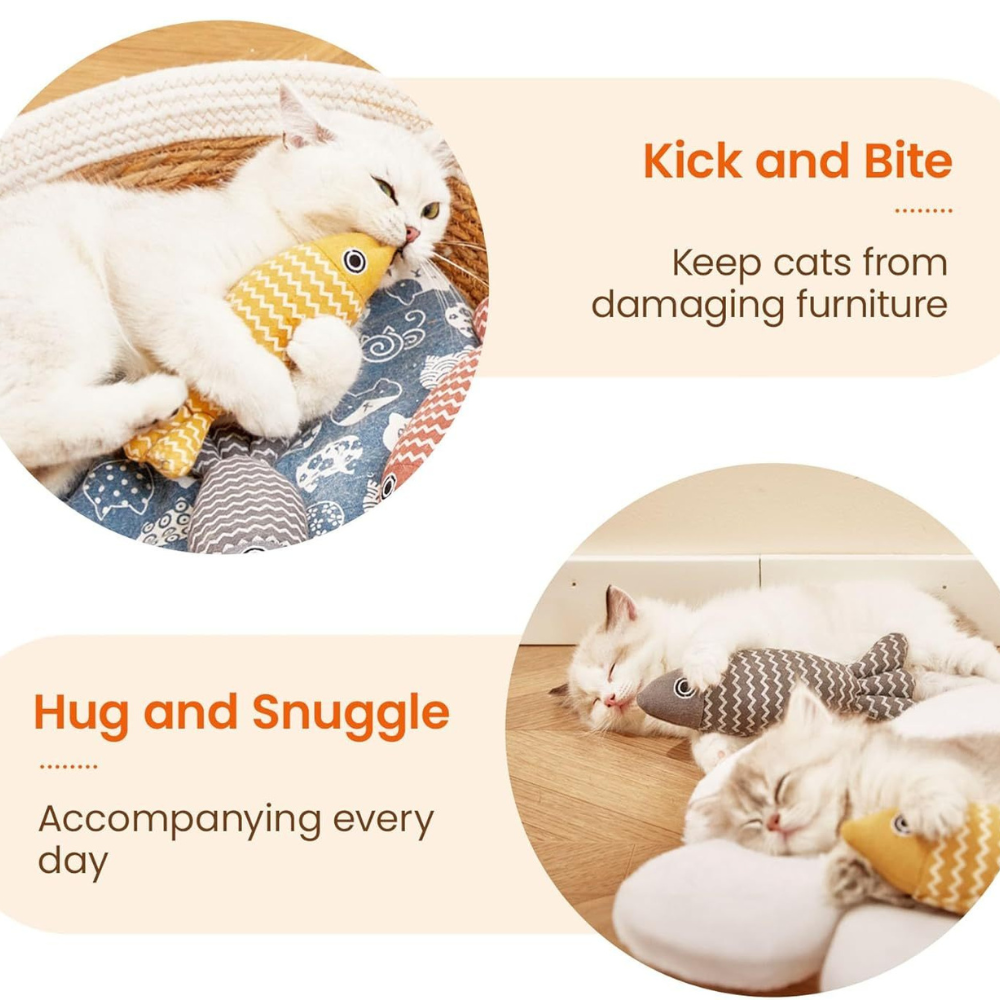 Catnip Toys for Indoor Cats – 3 Fish Kicker Set