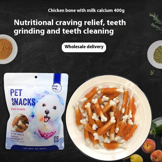 Chicken-Wrapped Milk Bones Pet Snack 400g Tasty Treats for Dogs Hover Image