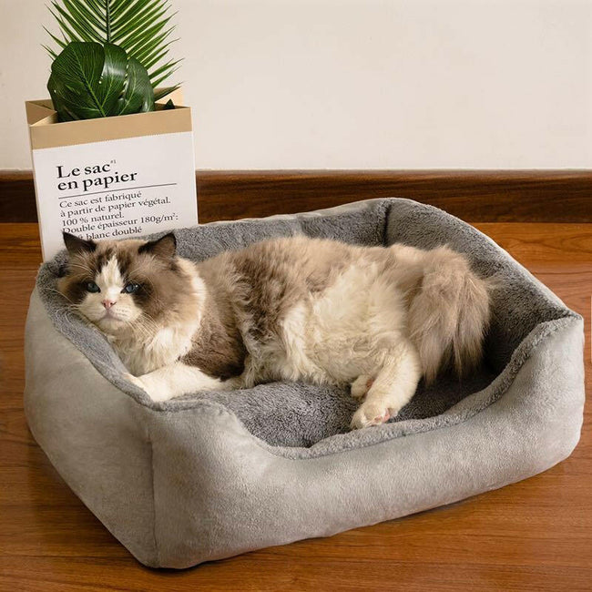 Cozy Plush Rectangular Pet Bed for Cats and Dogs Hover Image