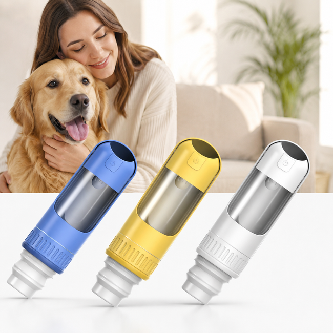 Dog Travel Water Bottle with Snack Compartment 2-in-1 Portable Main Image