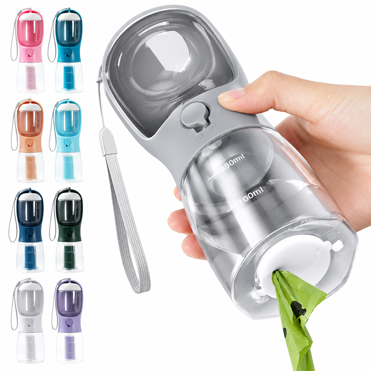 Dog Water Bottle 3 in 1 — Filter, Food and Walk Bags
