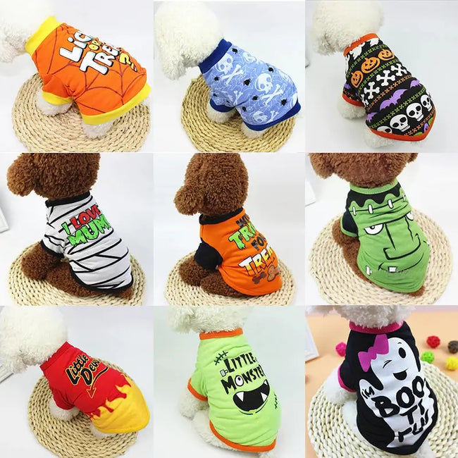 New Halloween Pet Clothes For Small Dogs Funny Dog Vest Cat Clothing Pet Hoodies Party Grimace Pumpkin Costume Puppy Up Outfit Main Image