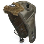 SkyPup Aviator Hat - Genuine PU Leather Pilot Cap for Large Dogs (S-2XL)