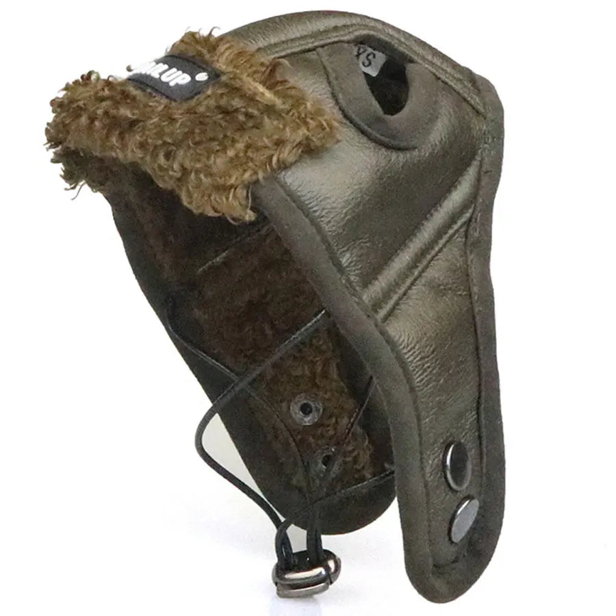 SkyPup Aviator Hat - Genuine PU Leather Pilot Cap for Large Dogs (S-2XL)