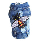 Denim Dog Clothes for Pitbulls Dachshund Fashion Dog Jeans Jacket  Blue Cowboy T-shirt for Shih Tzu Cool Apparel for Small Dogs