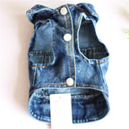 Denim Dog Clothes for Pitbulls Dachshund Fashion Dog Jeans Jacket  Blue Cowboy T-shirt for Shih Tzu Cool Apparel for Small Dogs