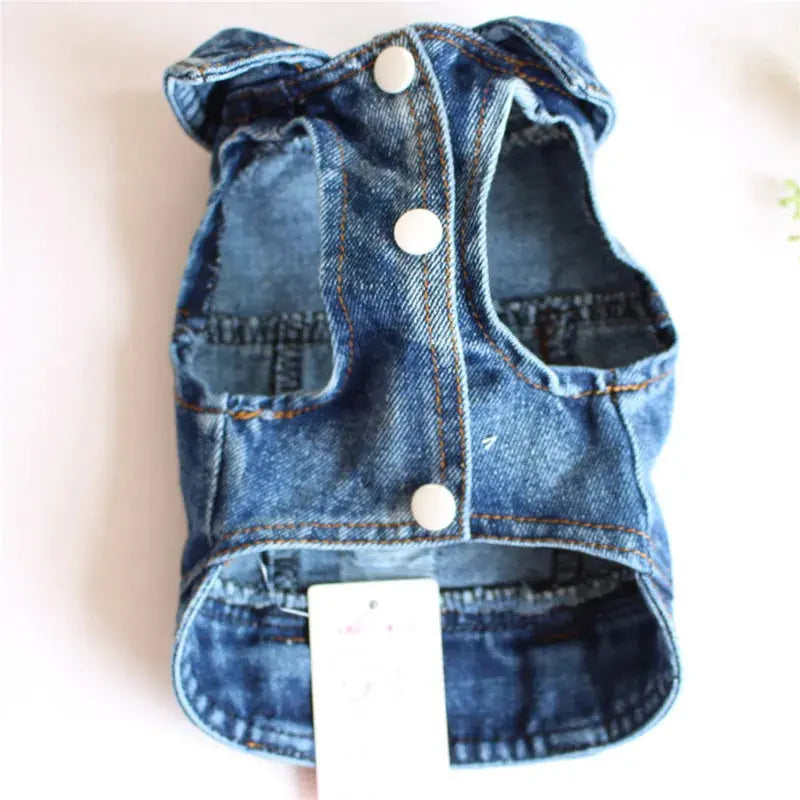 Denim Dog Clothes for Pitbulls Dachshund Fashion Dog Jeans Jacket  Blue Cowboy T-shirt for Shih Tzu Cool Apparel for Small Dogs