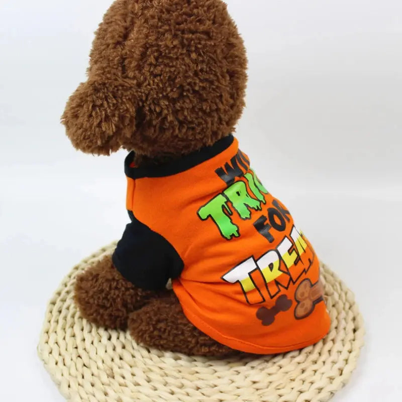 New Halloween Pet Clothes For Small Dogs Funny Dog Vest Cat Clothing Pet Hoodies Party Grimace Pumpkin Costume Puppy Up Outfit