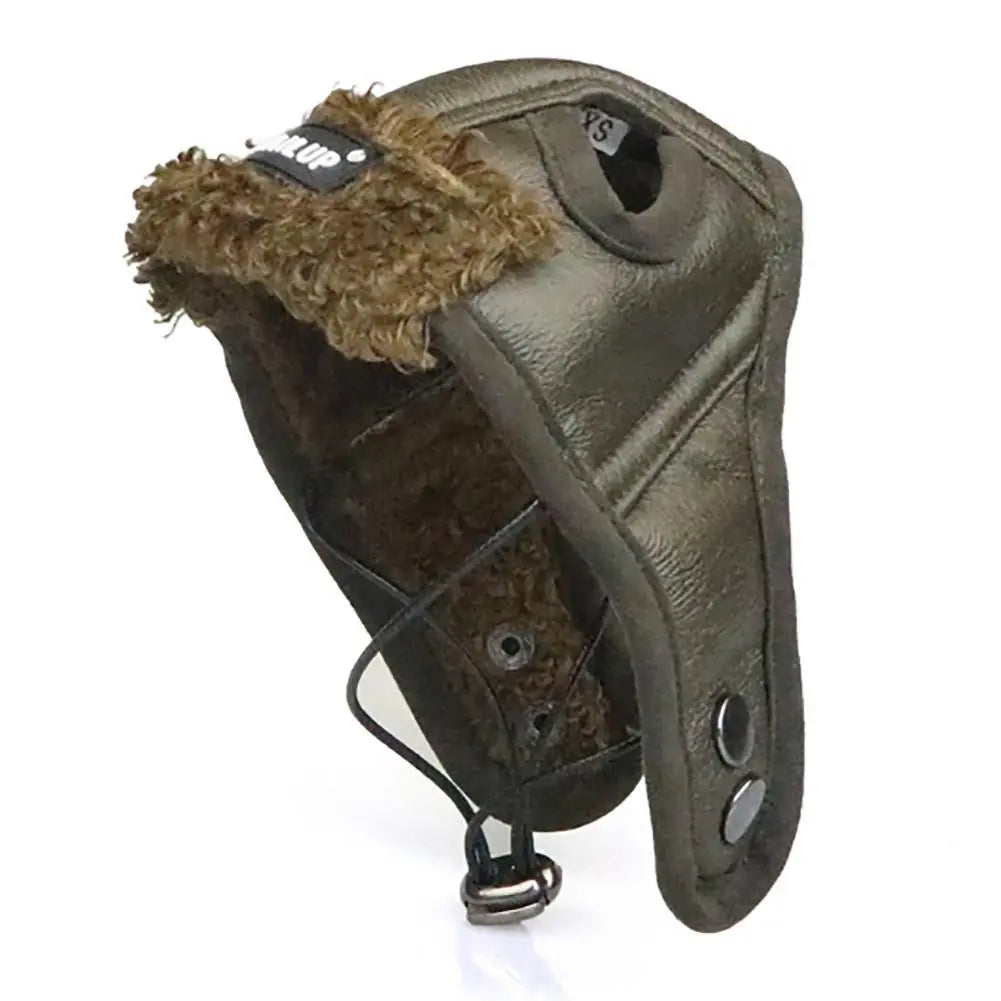 SkyPup Aviator Hat - Genuine PU Leather Pilot Cap for Large Dogs (S-2XL)