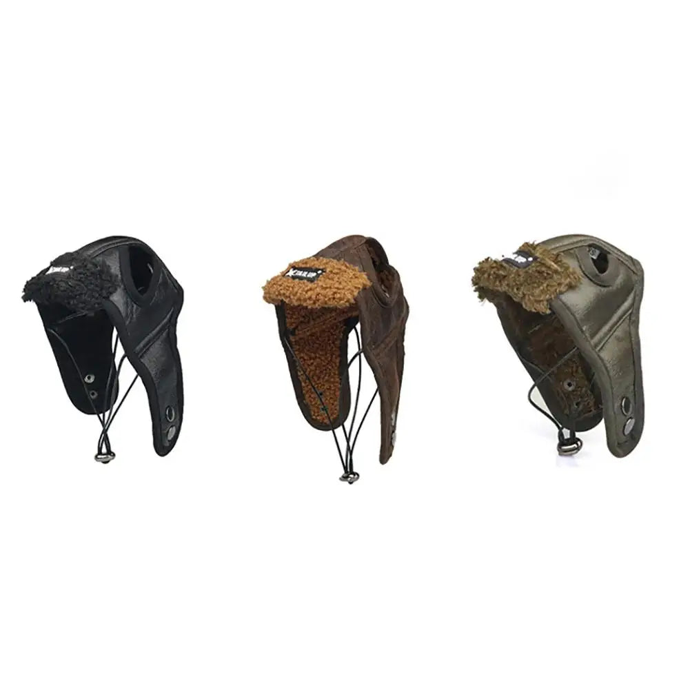 SkyPup Aviator Hat - Genuine PU Leather Pilot Cap for Large Dogs (S-2XL)