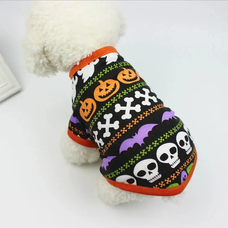 New Halloween Pet Clothes For Small Dogs Funny Dog Vest Cat Clothing Pet Hoodies Party Grimace Pumpkin Costume Puppy Up Outfit