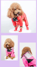Fashionable Waterproof Dog Raincoat - Lightweight Jumpsuit with Hoodie for Small to Large Dogs