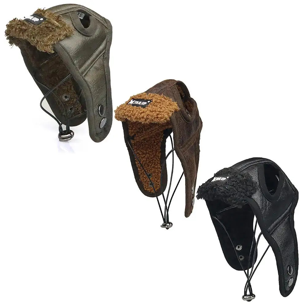 SkyPup Aviator Hat - Genuine PU Leather Pilot Cap for Large Dogs (S-2XL)
