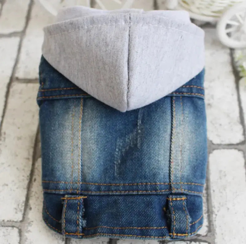 Denim Dog Clothes for Pitbulls Dachshund Fashion Dog Jeans Jacket  Blue Cowboy T-shirt for Shih Tzu Cool Apparel for Small Dogs