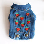 Denim Dog Clothes for Pitbulls Dachshund Fashion Dog Jeans Jacket  Blue Cowboy T-shirt for Shih Tzu Cool Apparel for Small Dogs
