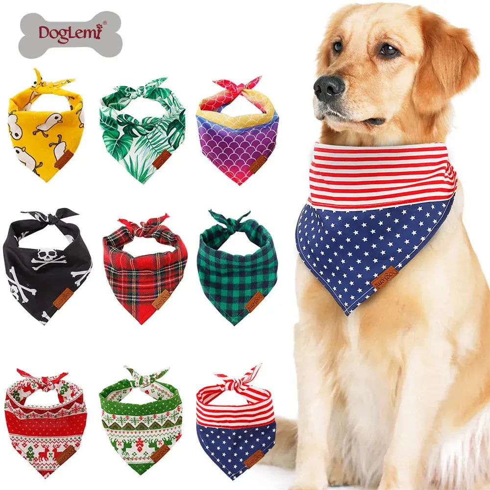 Dog Scarf Pet Dog Bandana Bib Pet Bandana Pet Accessories Triangular Bandage Adjustable Tie On for Cat Puppies Medium Large Dogs