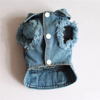Denim Dog Clothes for Pitbulls Dachshund Fashion Dog Jeans Jacket  Blue Cowboy T-shirt for Shih Tzu Cool Apparel for Small Dogs