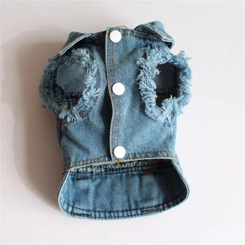 Denim Dog Clothes for Pitbulls Dachshund Fashion Dog Jeans Jacket  Blue Cowboy T-shirt for Shih Tzu Cool Apparel for Small Dogs