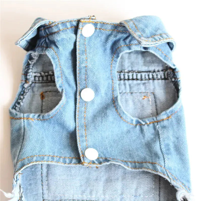 Denim Dog Clothes for Pitbulls Dachshund Fashion Dog Jeans Jacket  Blue Cowboy T-shirt for Shih Tzu Cool Apparel for Small Dogs