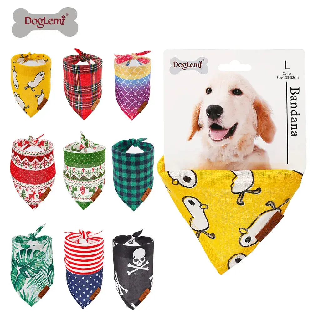 Dog Scarf Pet Dog Bandana Bib Pet Bandana Pet Accessories Triangular Bandage Adjustable Tie On for Cat Puppies Medium Large Dogs