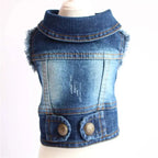 Denim Dog Clothes for Pitbulls Dachshund Fashion Dog Jeans Jacket  Blue Cowboy T-shirt for Shih Tzu Cool Apparel for Small Dogs
