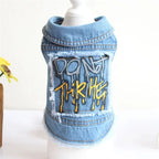Denim Dog Clothes for Pitbulls Dachshund Fashion Dog Jeans Jacket  Blue Cowboy T-shirt for Shih Tzu Cool Apparel for Small Dogs