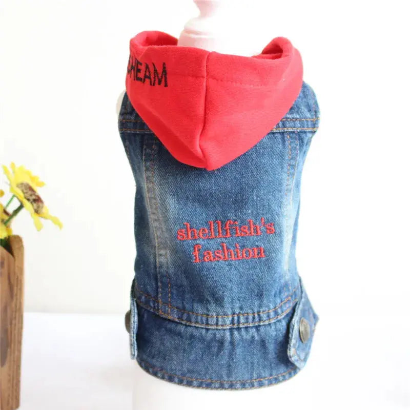 Denim Dog Clothes for Pitbulls Dachshund Fashion Dog Jeans Jacket  Blue Cowboy T-shirt for Shih Tzu Cool Apparel for Small Dogs