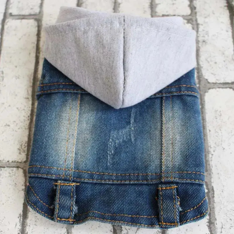 Denim Dog Clothes for Pitbulls Dachshund Fashion Dog Jeans Jacket  Blue Cowboy T-shirt for Shih Tzu Cool Apparel for Small Dogs