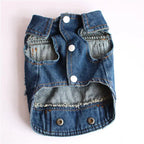 Denim Dog Clothes for Pitbulls Dachshund Fashion Dog Jeans Jacket  Blue Cowboy T-shirt for Shih Tzu Cool Apparel for Small Dogs
