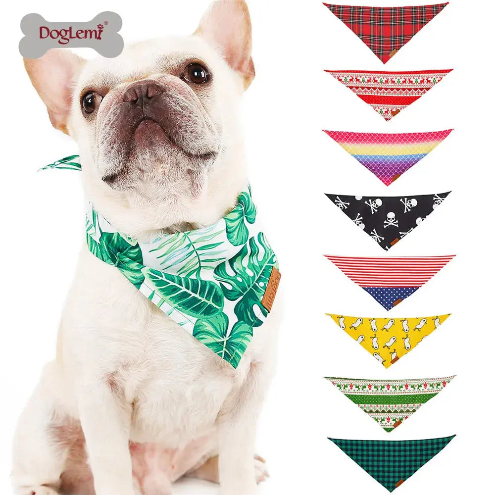 Dog Scarf Pet Dog Bandana Bib Pet Bandana Pet Accessories Triangular Bandage Adjustable Tie On for Cat Puppies Medium Large Dogs