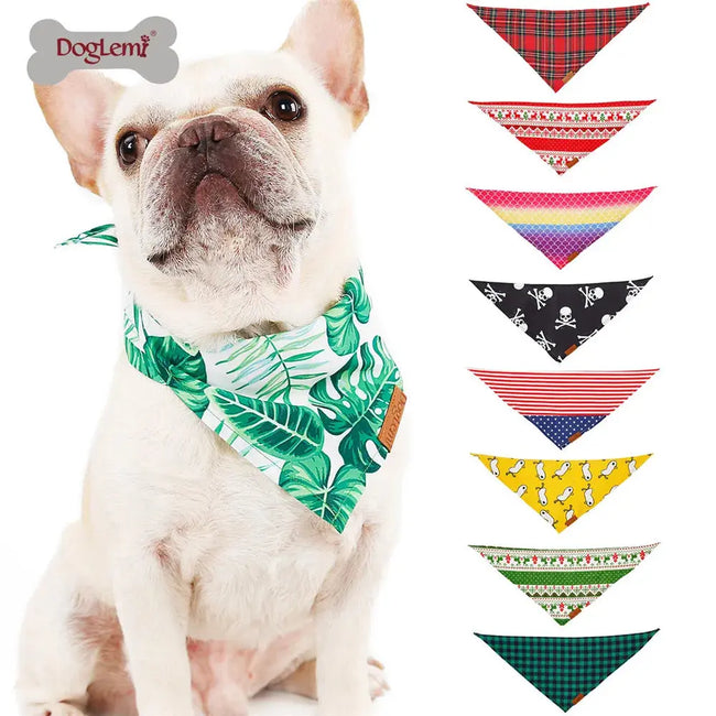 Dog Scarf Pet Dog Bandana Bib Pet Bandana Pet Accessories Triangular Bandage Adjustable Tie On for Cat Puppies Medium Large Dogs Main Image