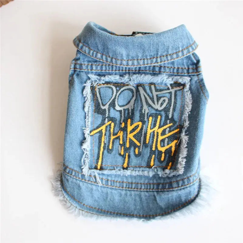 Denim Dog Clothes for Pitbulls Dachshund Fashion Dog Jeans Jacket  Blue Cowboy T-shirt for Shih Tzu Cool Apparel for Small Dogs