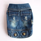 Denim Dog Clothes for Pitbulls Dachshund Fashion Dog Jeans Jacket  Blue Cowboy T-shirt for Shih Tzu Cool Apparel for Small Dogs