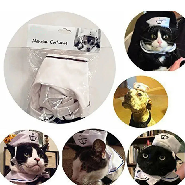 Funny Pet Cat Costumes – Navy Sailor Jacket Cloak Set Main Image