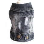 Denim Dog Clothes for Pitbulls Dachshund Fashion Dog Jeans Jacket  Blue Cowboy T-shirt for Shih Tzu Cool Apparel for Small Dogs