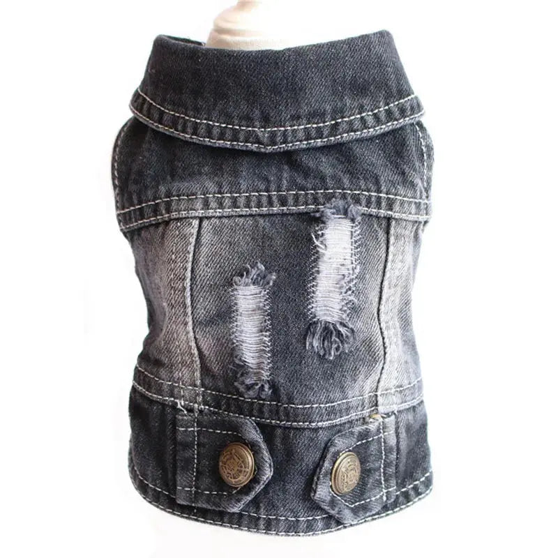 Denim Dog Clothes for Pitbulls Dachshund Fashion Dog Jeans Jacket  Blue Cowboy T-shirt for Shih Tzu Cool Apparel for Small Dogs