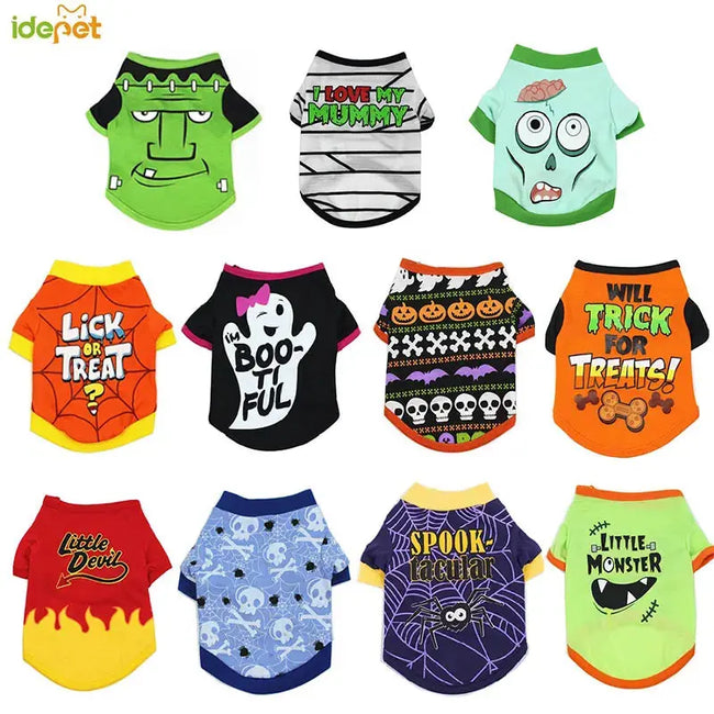 New Halloween Pet Clothes For Small Dogs Funny Dog Vest Cat Clothing Pet Hoodies Party Grimace Pumpkin Costume Puppy Up Outfit Hover Image