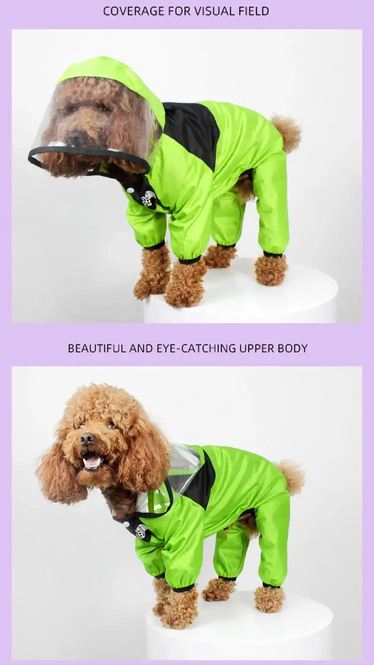Fashionable Waterproof Dog Raincoat - Lightweight Jumpsuit with Hoodie for Small to Large Dogs