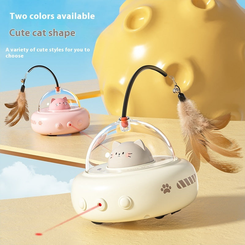 Interactive Cat Teaser Toy - Smart UFO with Feather and Bell