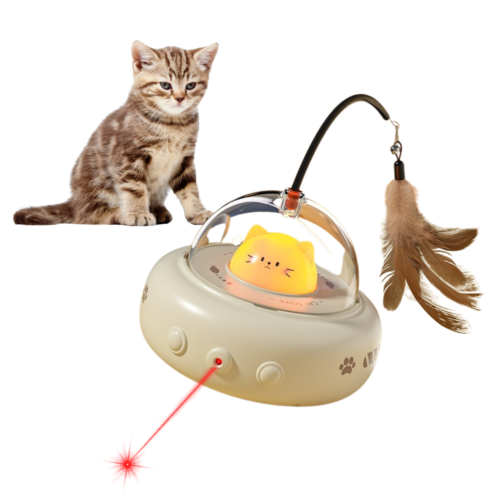 Interactive Cat Teaser Toy - Smart UFO with Feather and Bell