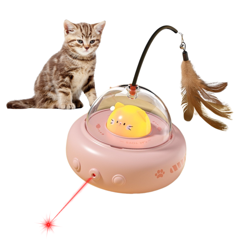 Interactive Cat Teaser Toy - Smart UFO with Feather and Bell