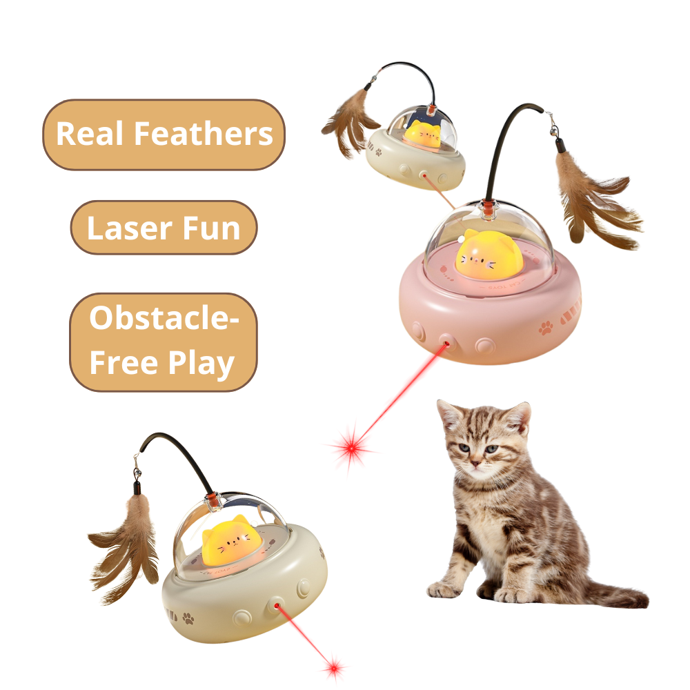 Interactive Cat Teaser Toy - Smart UFO with Feather and Bell