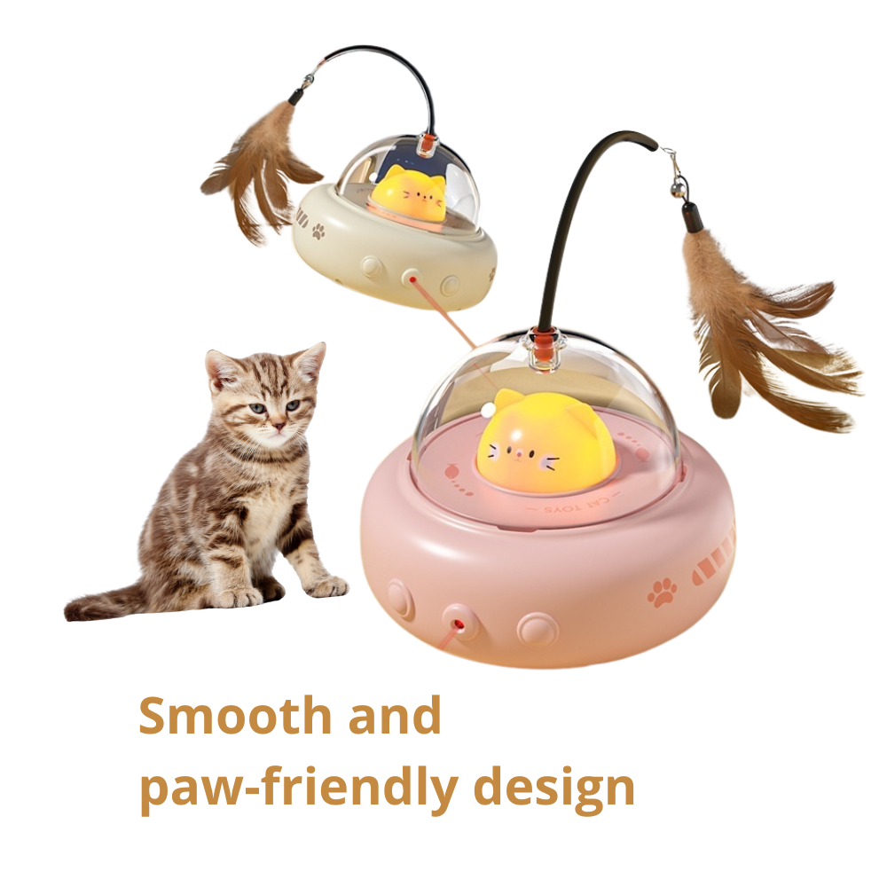 Interactive Cat Teaser Toy - Smart UFO with Feather and Bell