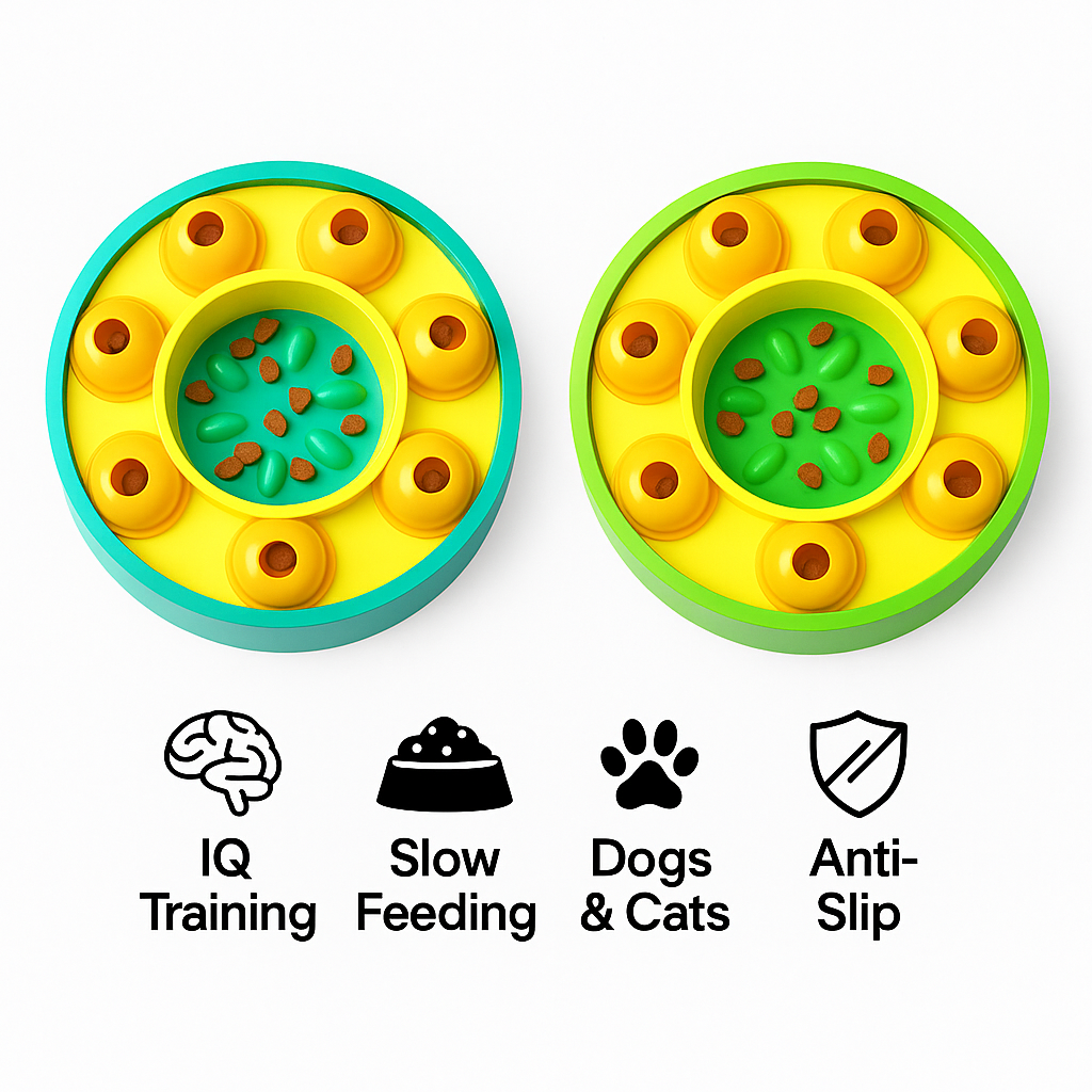 Interactive Slow Feeder Pet Bowl — Anti-Choke Puzzle Bowl for Dogs & Cats
