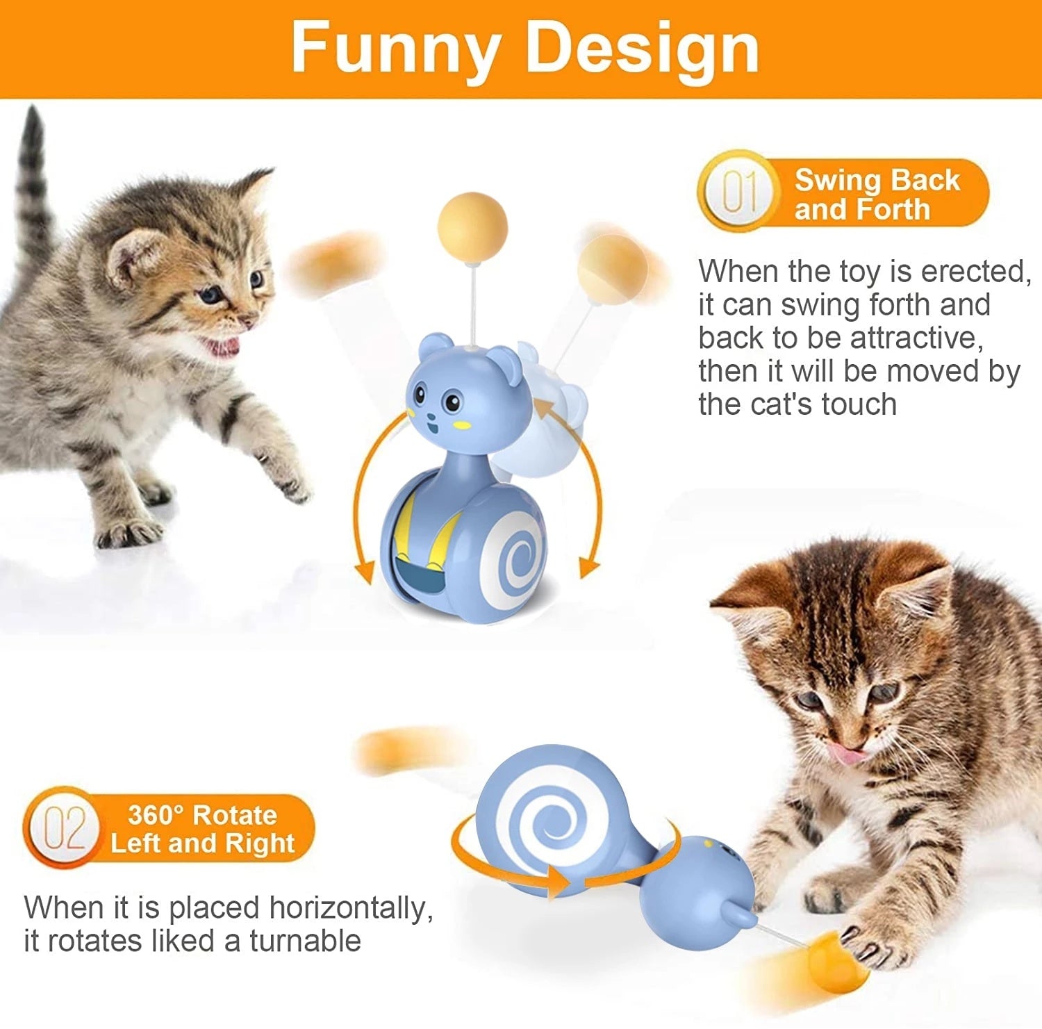 Interactive Cat Feather Toy Rolling Ball Smart Pet Toys Fun
