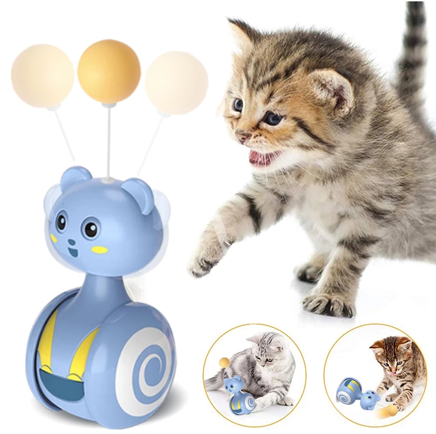 Interactive Cat Feather Toy Rolling Ball Smart Pet Toys Fun